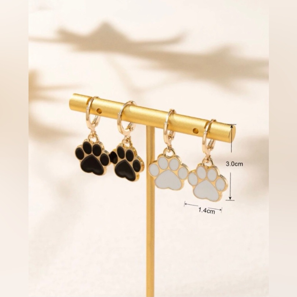 🐾 2 Pair Paw Print Drop Earrings Set NWT - Picture 3 of 6